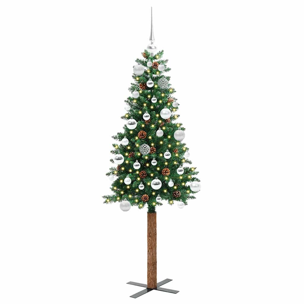 Slim Christmas Tree Green 150 cm PVC and Hard Pine