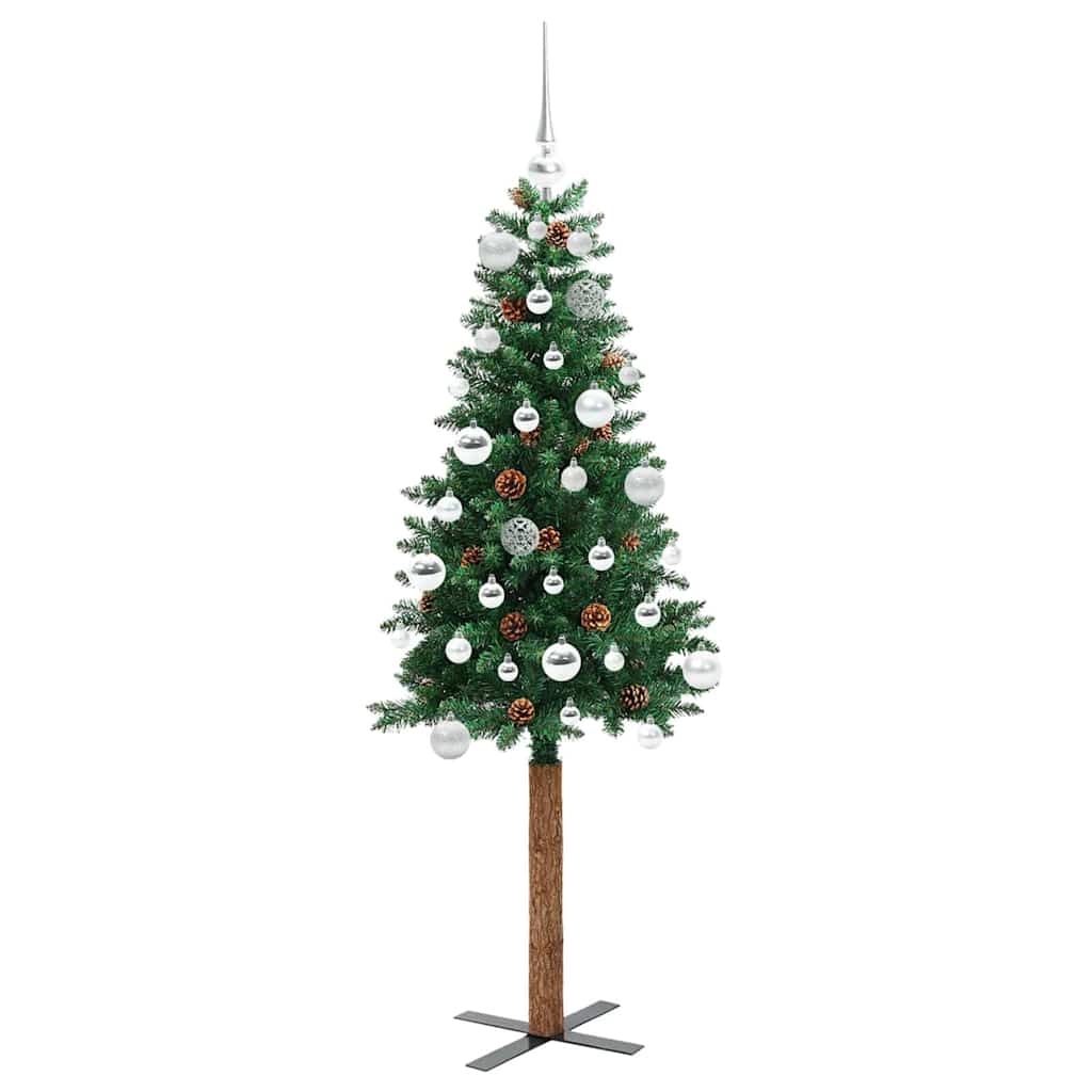 Slim Christmas Tree Green 150 cm PVC and Hard Pine