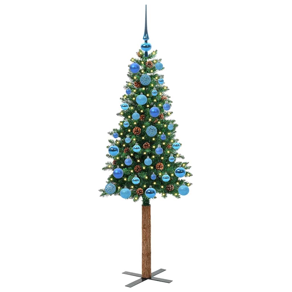 Slim Christmas Tree Green 150 cm PVC and Hard Pine Wood
