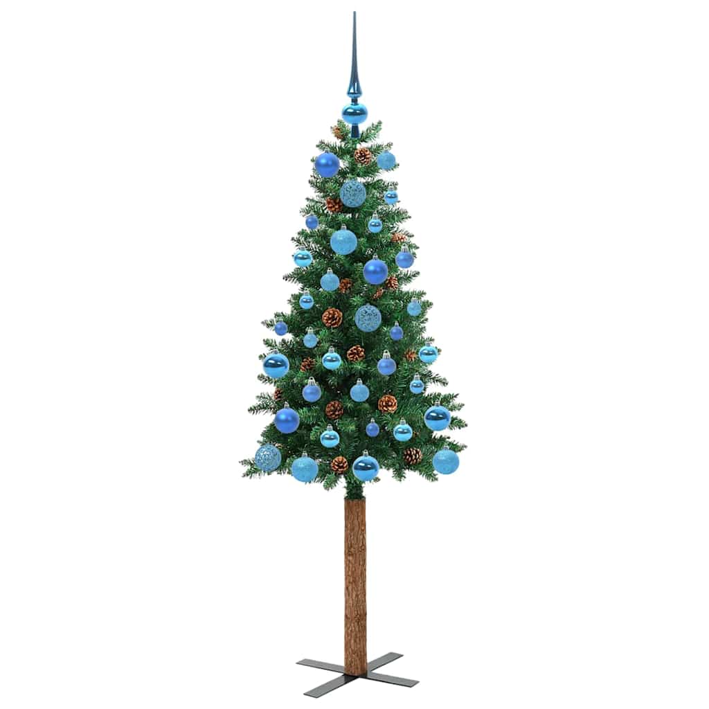 Slim Christmas Tree Green 150 cm PVC and Hard Pine Wood