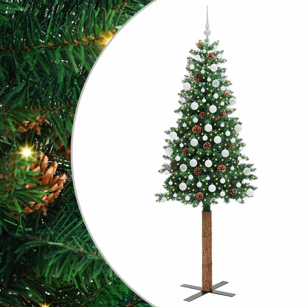 Slim Christmas Tree Green 210 cm PVC and Hard Pine