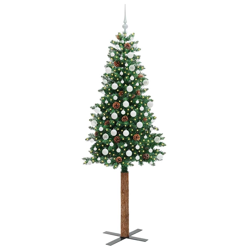 Slim Christmas Tree Green 210 cm PVC and Hard Pine