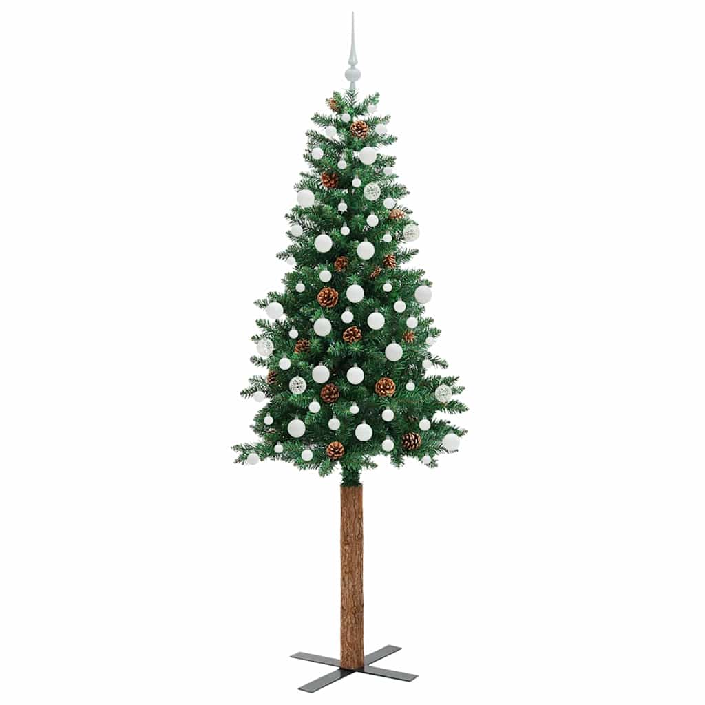 Slim Christmas Tree Green 210 cm PVC and Hard Pine