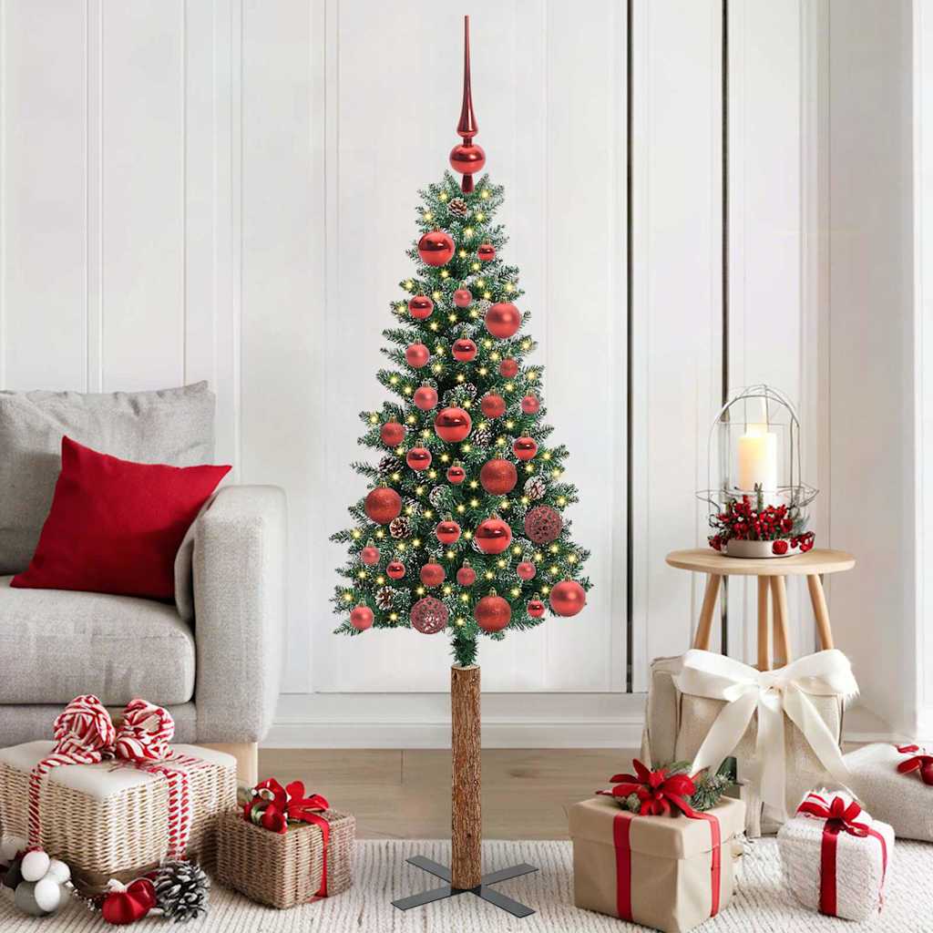 Slim Christmas tree HORIZON PINE, with 150 LED stand, Green and white, 150 cm.