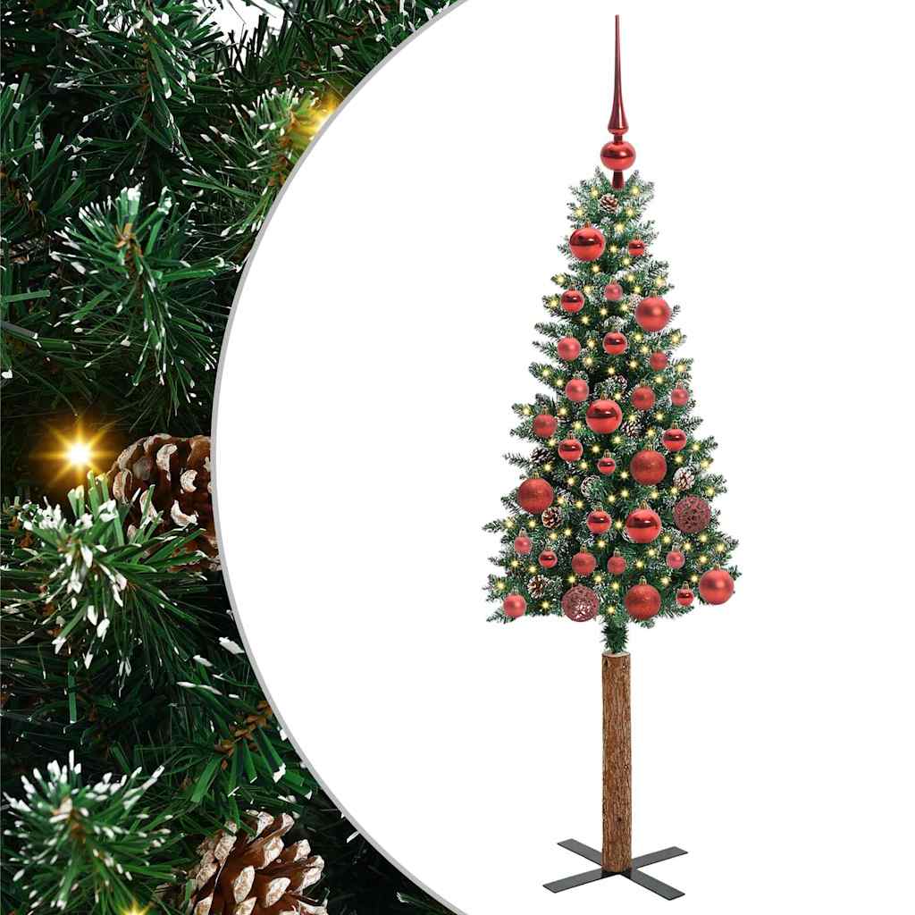 Slim Christmas tree HORIZON PINE, with 150 LED stand, Green and white, 150 cm.