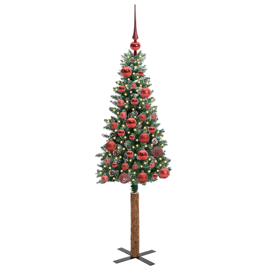 Slim Christmas tree HORIZON PINE, with 150 LED stand, Green and white, 150 cm.