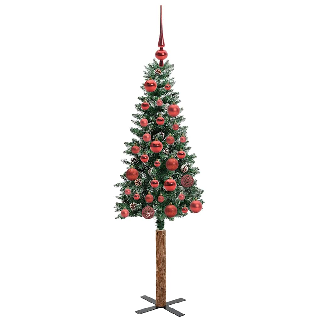 Slim Christmas tree HORIZON PINE, with 150 LED stand, Green and white, 150 cm.