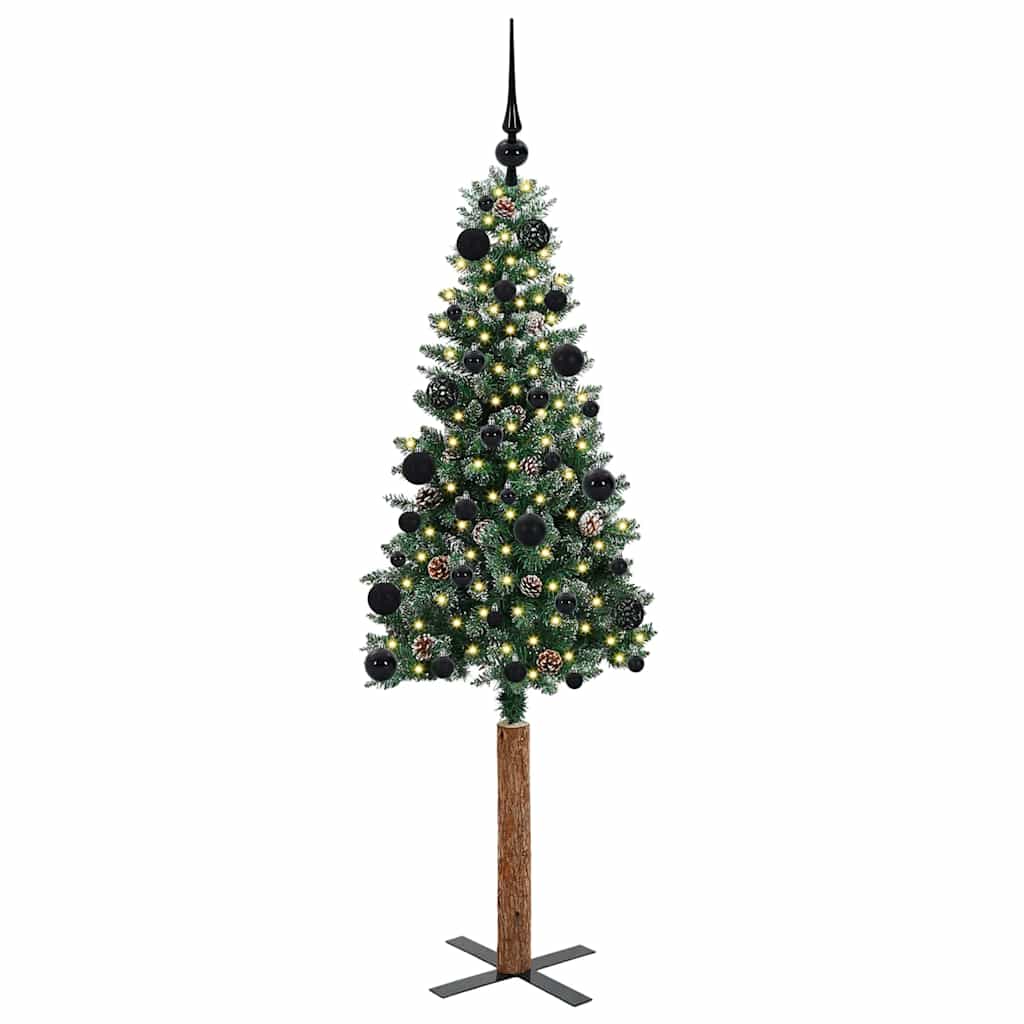 Slim Christmas tree HORIZON PINE, with 150 LED stand, Green and white, 150 cm.