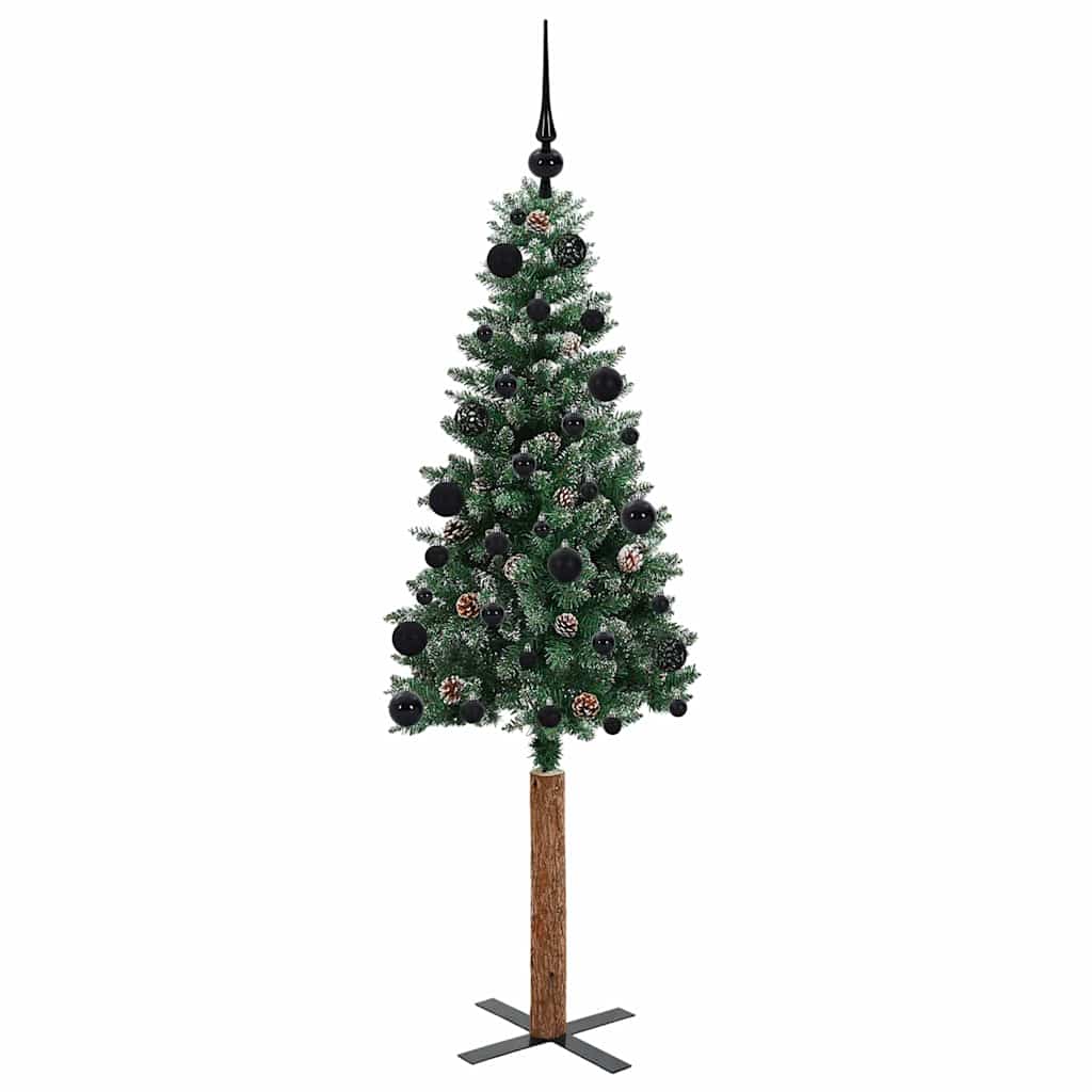 Slim Christmas tree HORIZON PINE, with 150 LED stand, Green and white, 150 cm.
