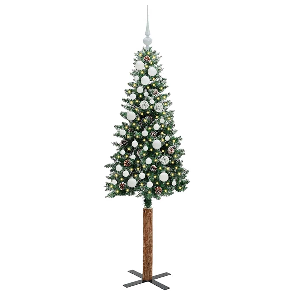 Slim Christmas tree HORIZON PINE, with 150 LED stand, Green and white, 150 cm.