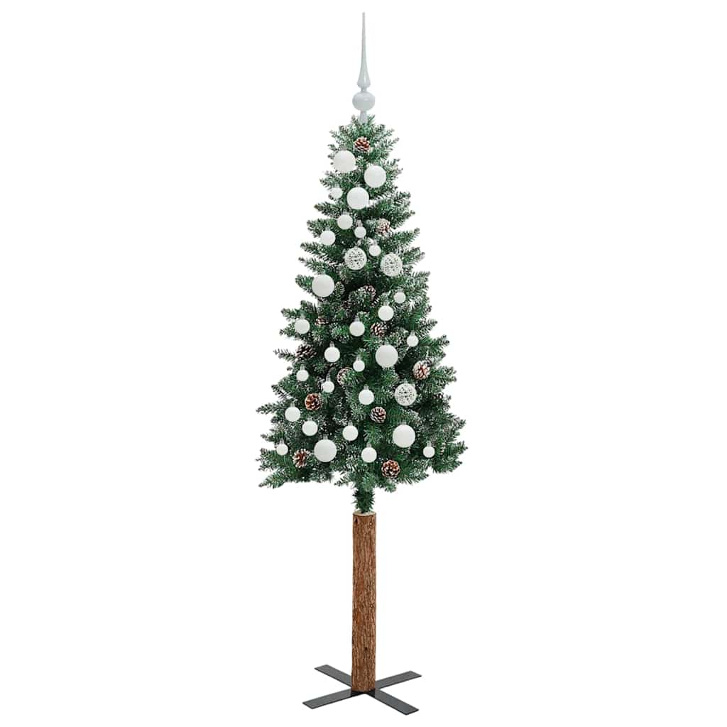 Slim Christmas tree HORIZON PINE, with 150 LED stand, Green and white, 150 cm.
