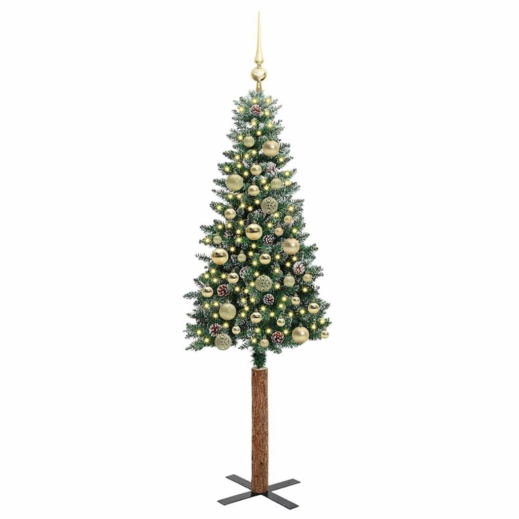 Slim Christmas Tree HORIZON PINE, with 150 LED stand Green and White 150 cm.