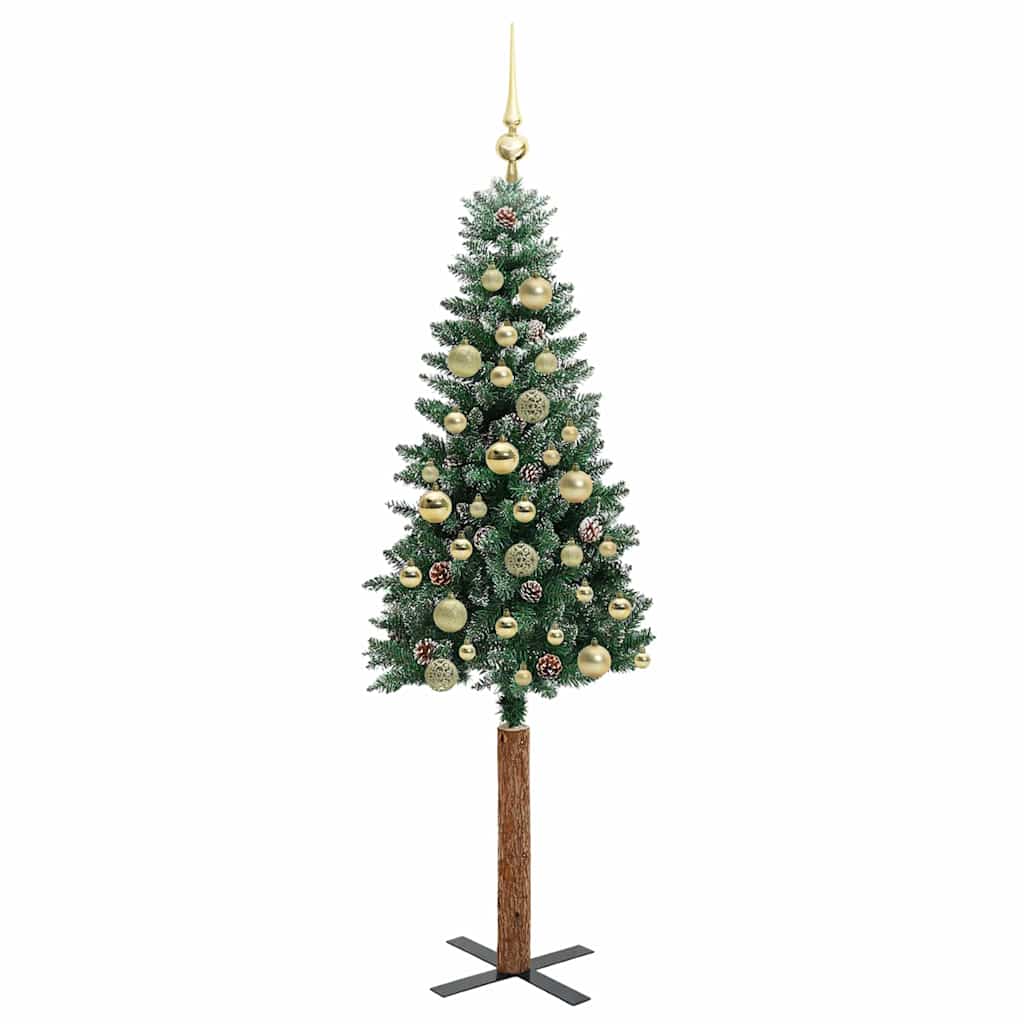 Slim Christmas Tree HORIZON PINE, with 150 LED stand Green and White 150 cm.
