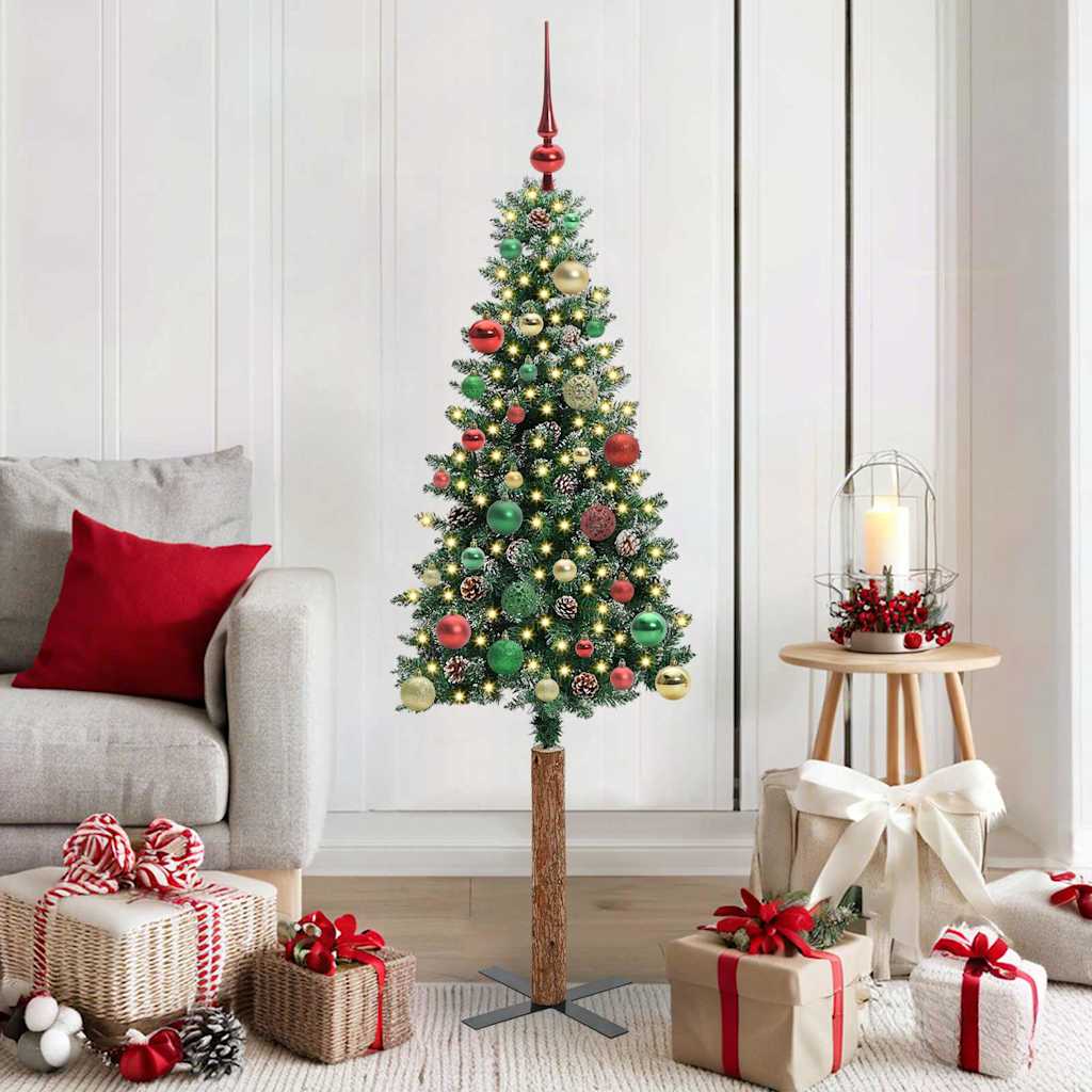 Slim Christmas Tree Green 150 cm PVC and Hard Pine