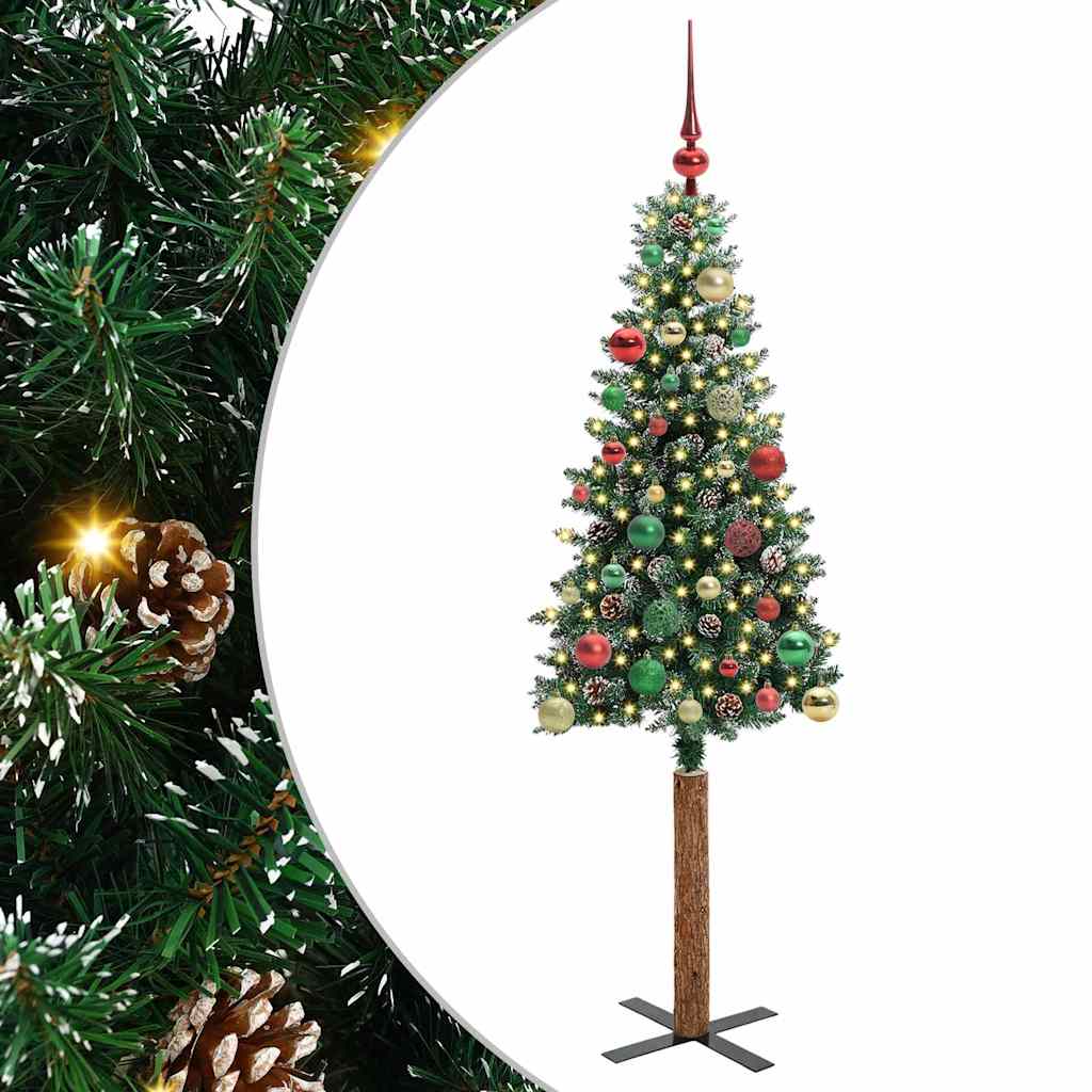Slim Christmas Tree Green 150 cm PVC and Hard Pine