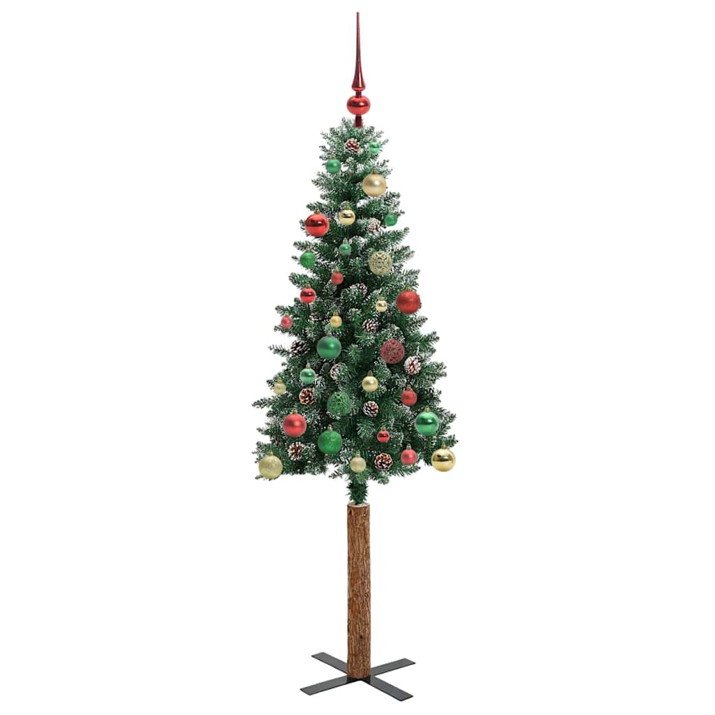 Slim Christmas Tree Green 150 cm PVC and Hard Pine