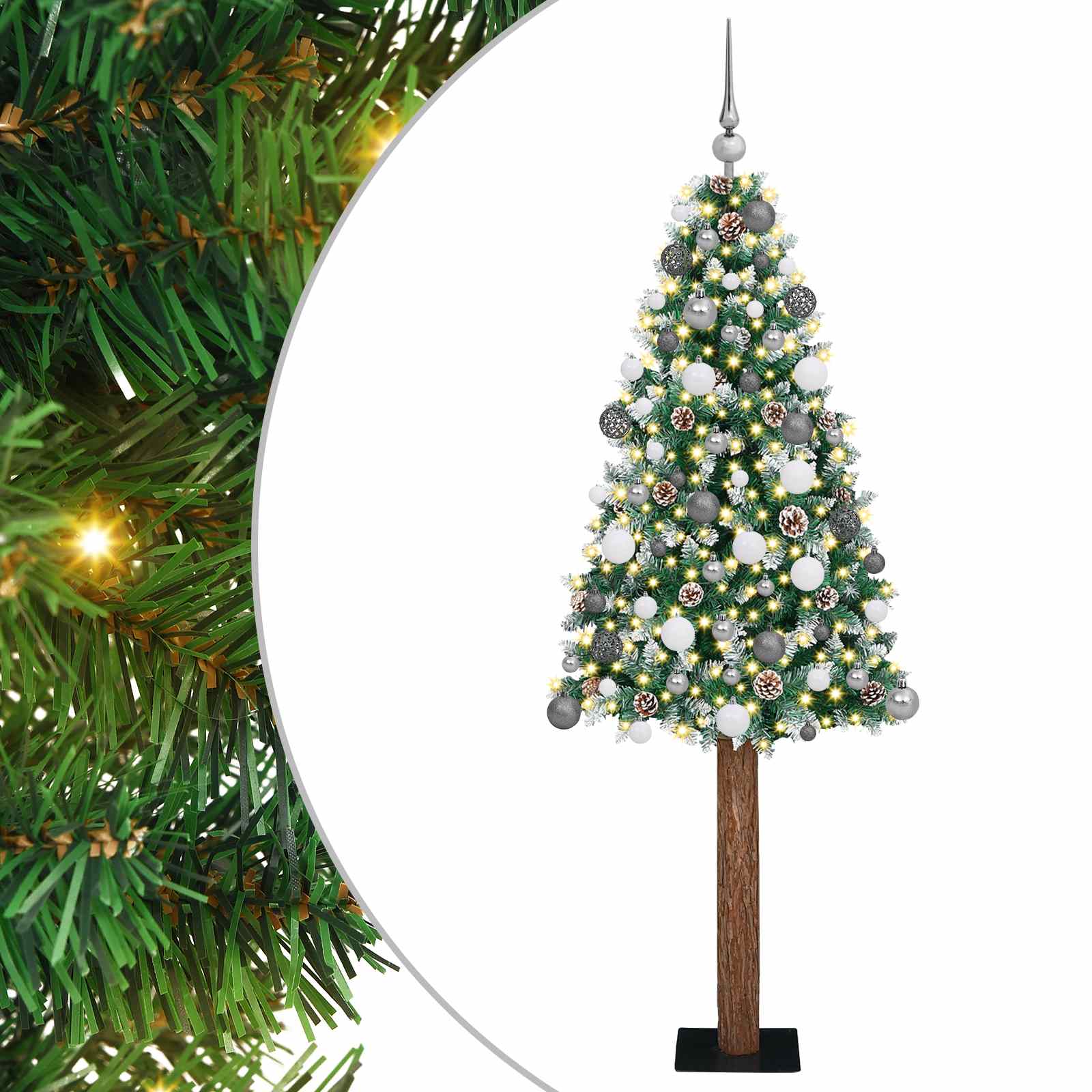 Slim Christmas Tree Green 180 cm PVC and Hard Pine