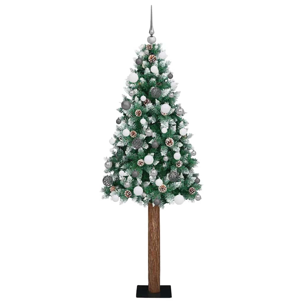 Slim Christmas Tree Green 180 cm PVC and Hard Pine