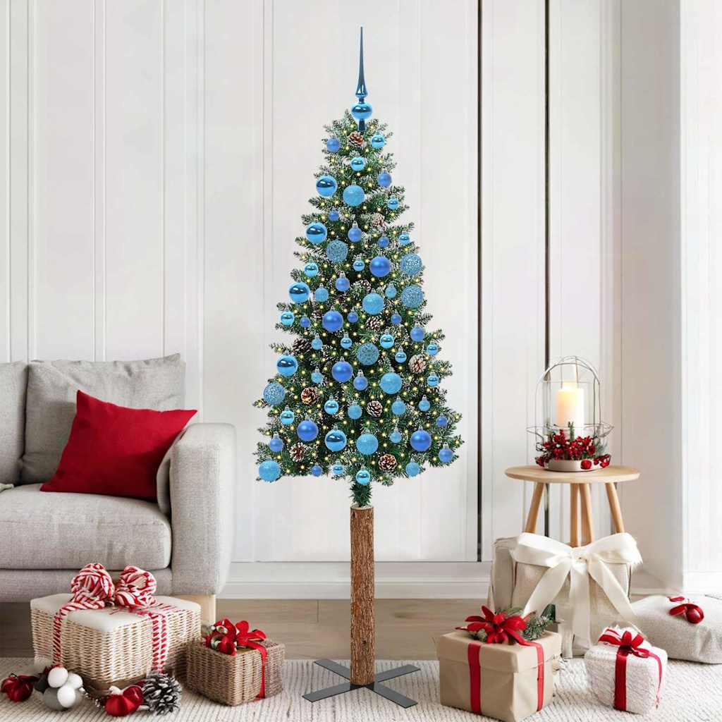 Slaida Ziemassvētku eglīte BOREAL MEADOW, ar 300 LED statīvu, zaļa un balta, 180 cm.
