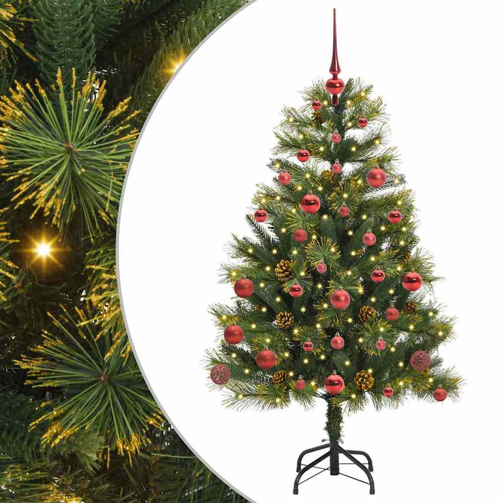 Dirbtinė sulankstomas kalėdų medis NORDIC FROST, su kankorėžiais 150 cm.