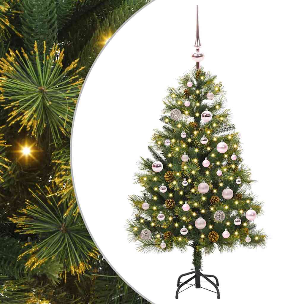 Mākslīgā saliekamā Ziemassvētku egle NORDIC FROST, ar čiekuriem 150 cm.