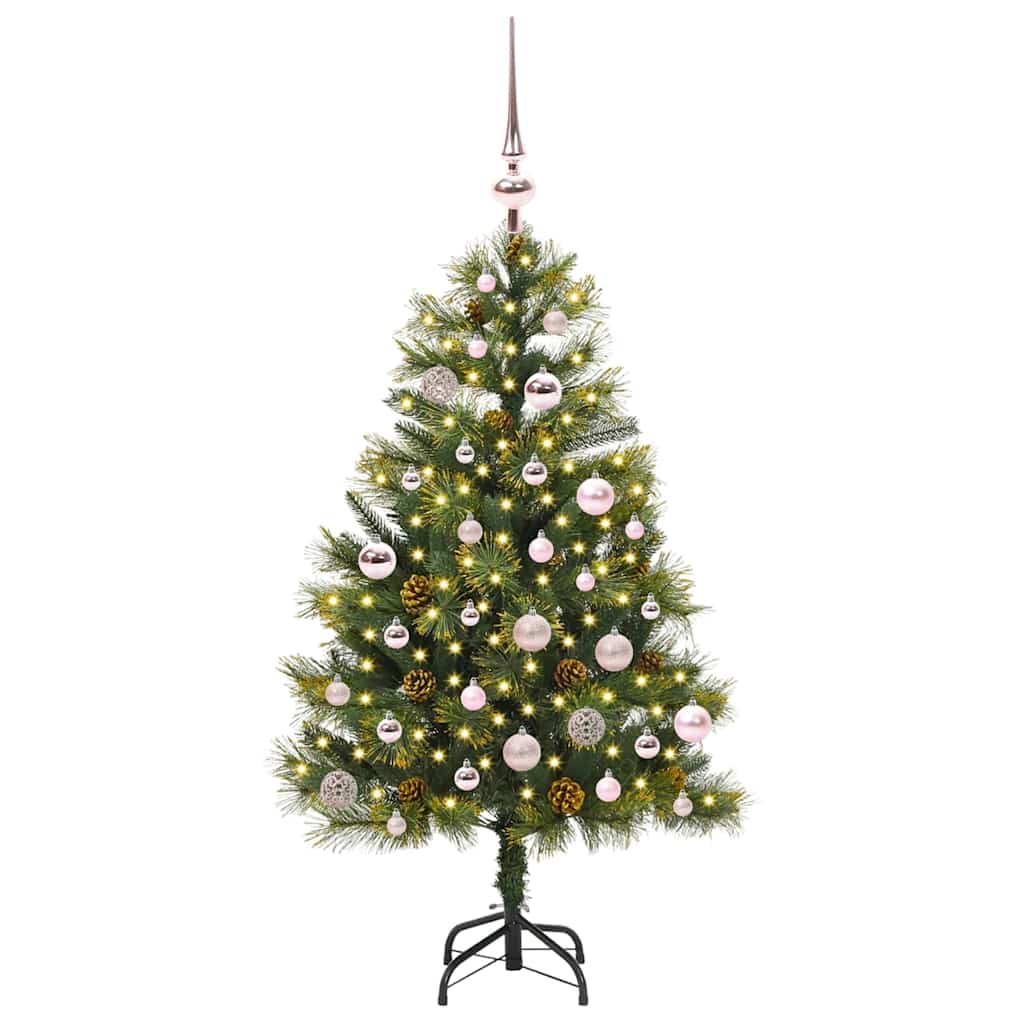Mākslīgā saliekamā Ziemassvētku egle NORDIC FROST, ar čiekuriem 150 cm.