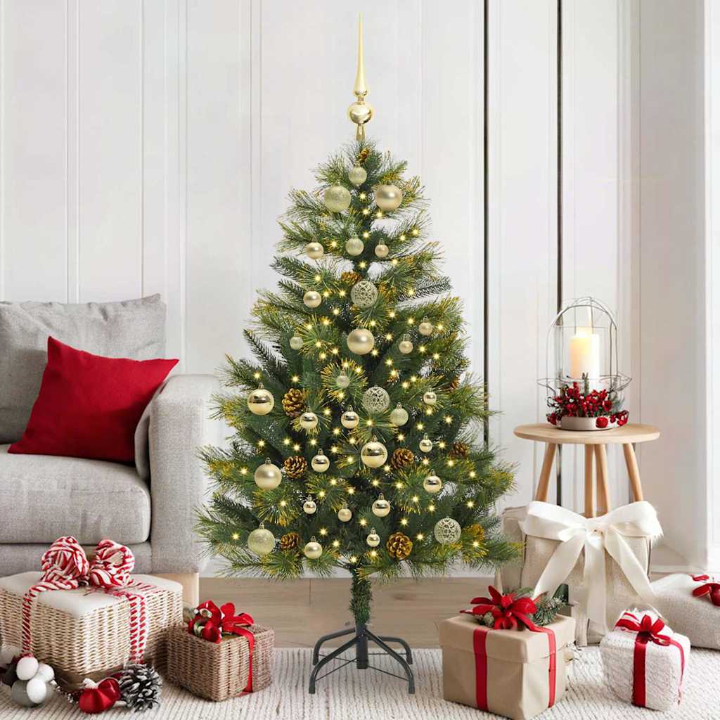 Artificial foldable Christmas tree NORDIC FROST, with pine cones 150 cm.