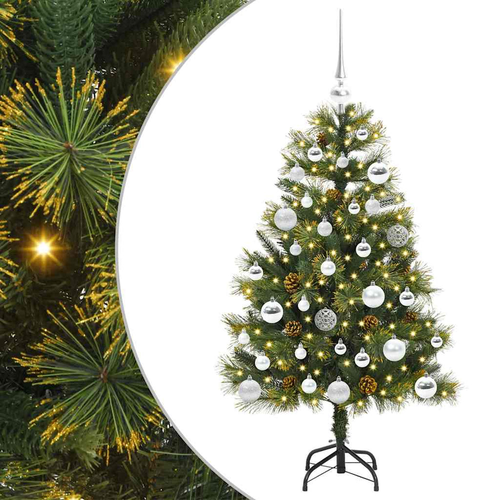 Artificial folding Christmas tree with pine cones 150 cm