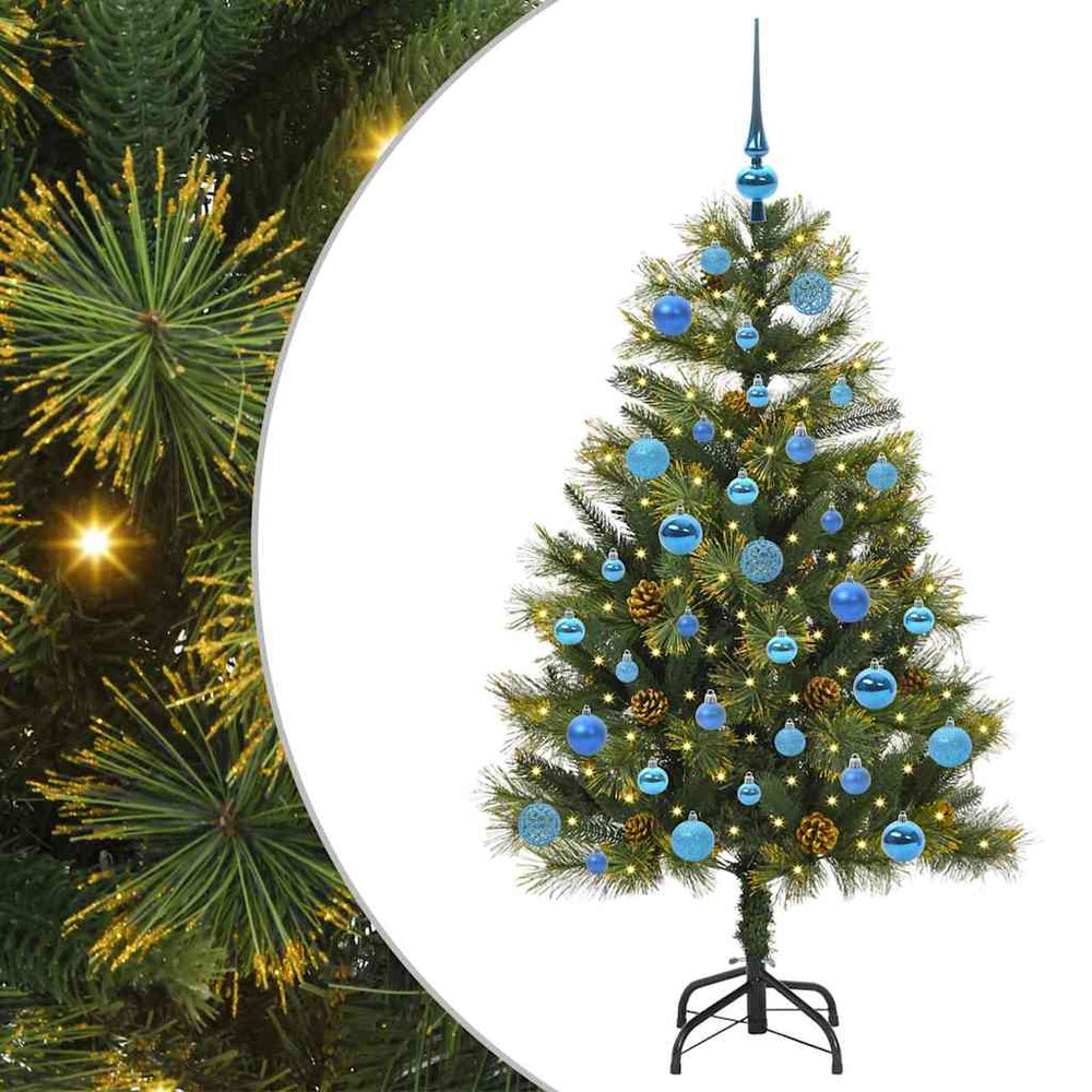 Dirbtinė sulankstomas kalėdų medis NORDIC FROST, su kankorėžiais 150 cm.