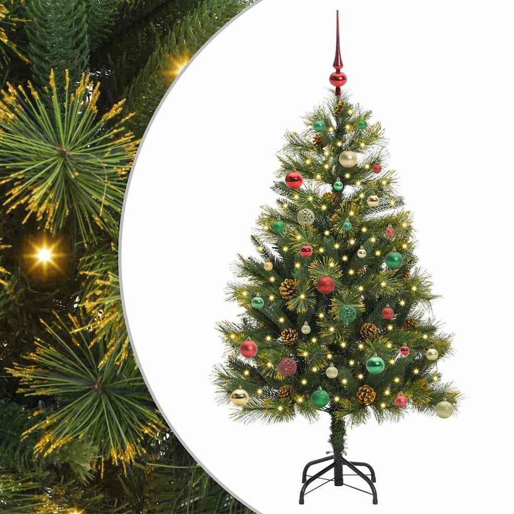 Artificial folding Christmas tree with pine cones 150 cm