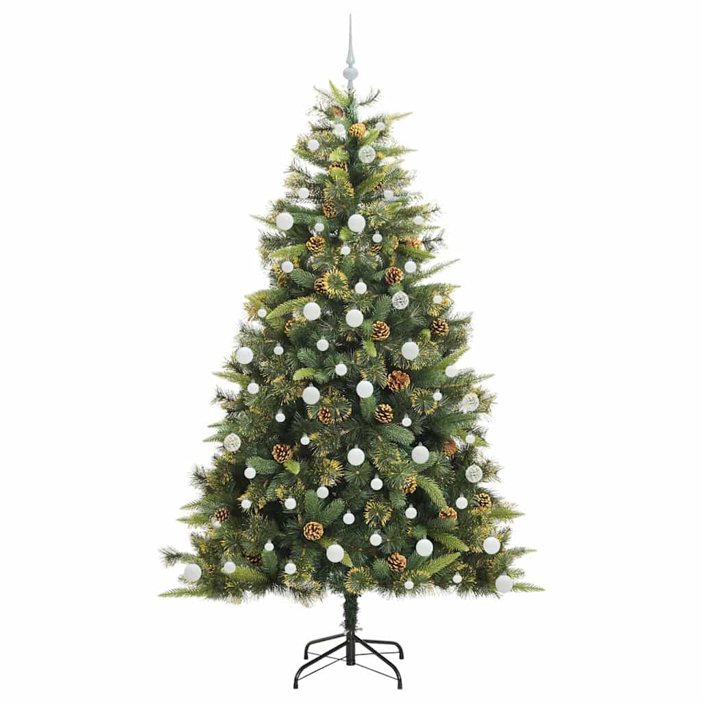 Dirbtinis sulankstomas kalėdų medis su kankorėžiais 210 cm