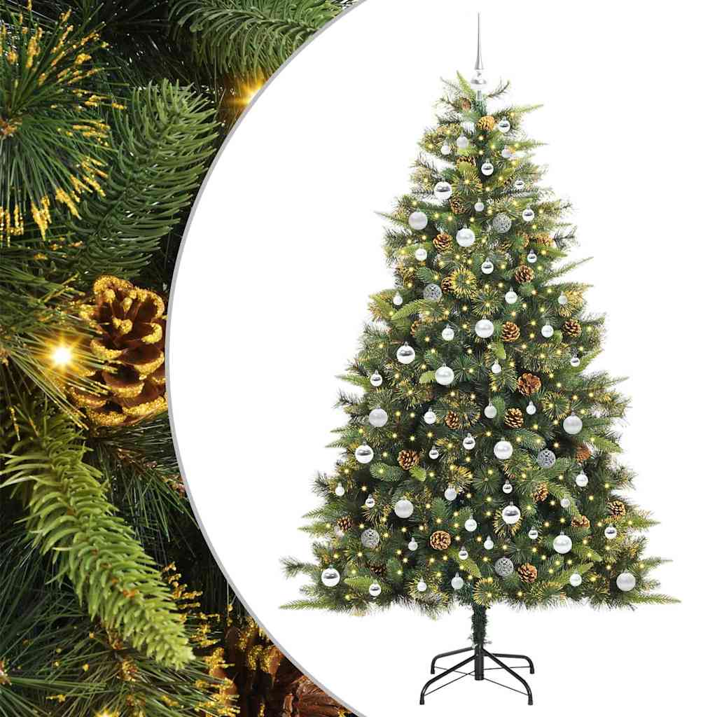 Dirbtinis sulankstomas kalėdų medis su kankorėžiais 210 cm