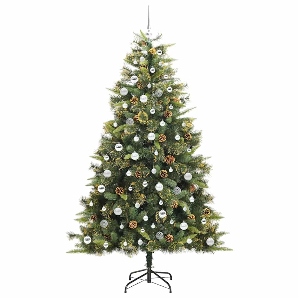 Dirbtinis sulankstomas kalėdų medis su kankorėžiais 210 cm