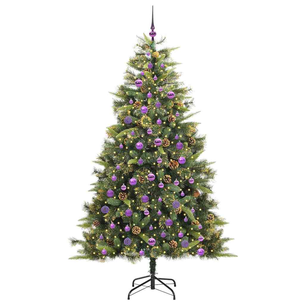Dirbtinis sulankstomas kalėdų medis su kankorėžiais 210 cm