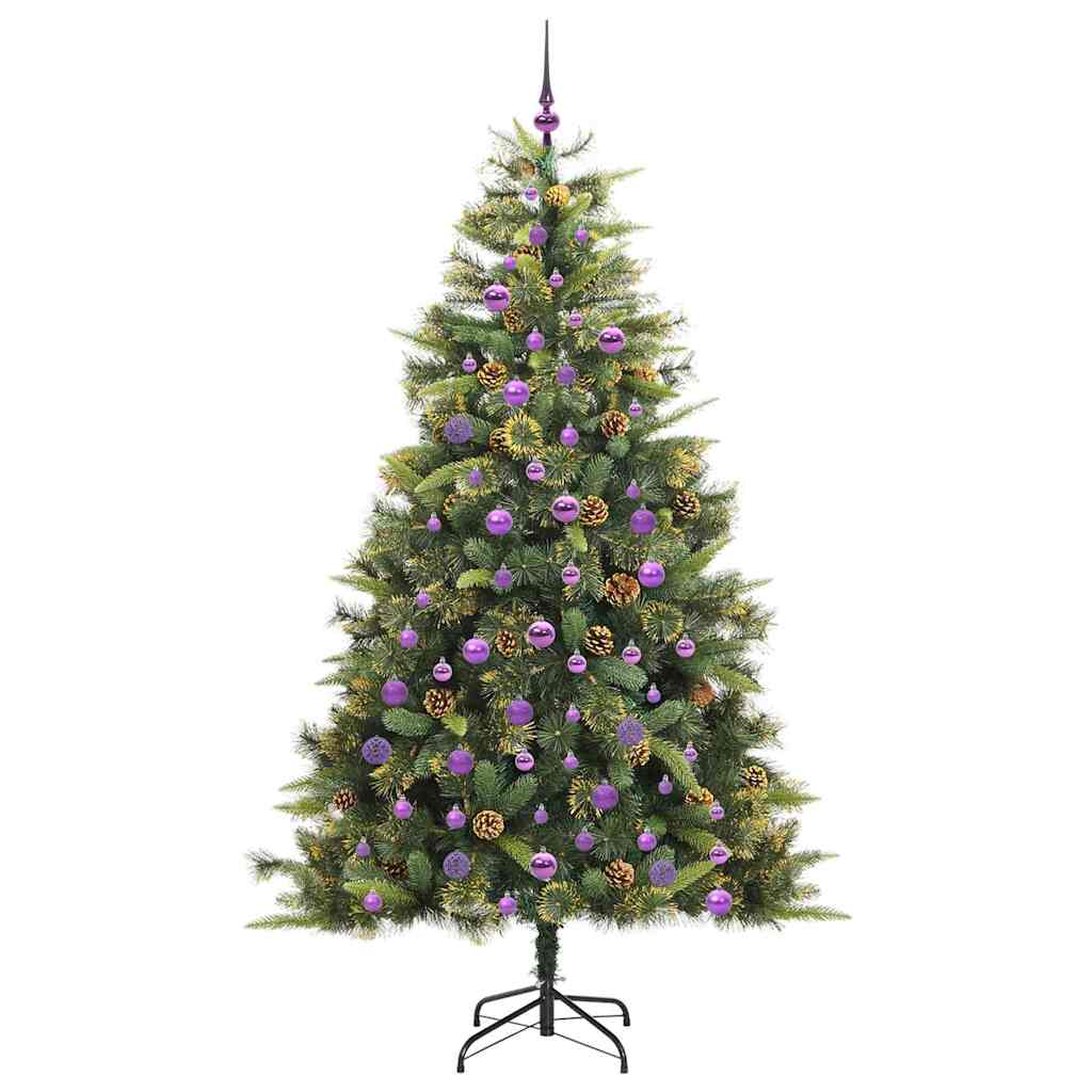 Dirbtinis sulankstomas kalėdų medis su kankorėžiais 210 cm