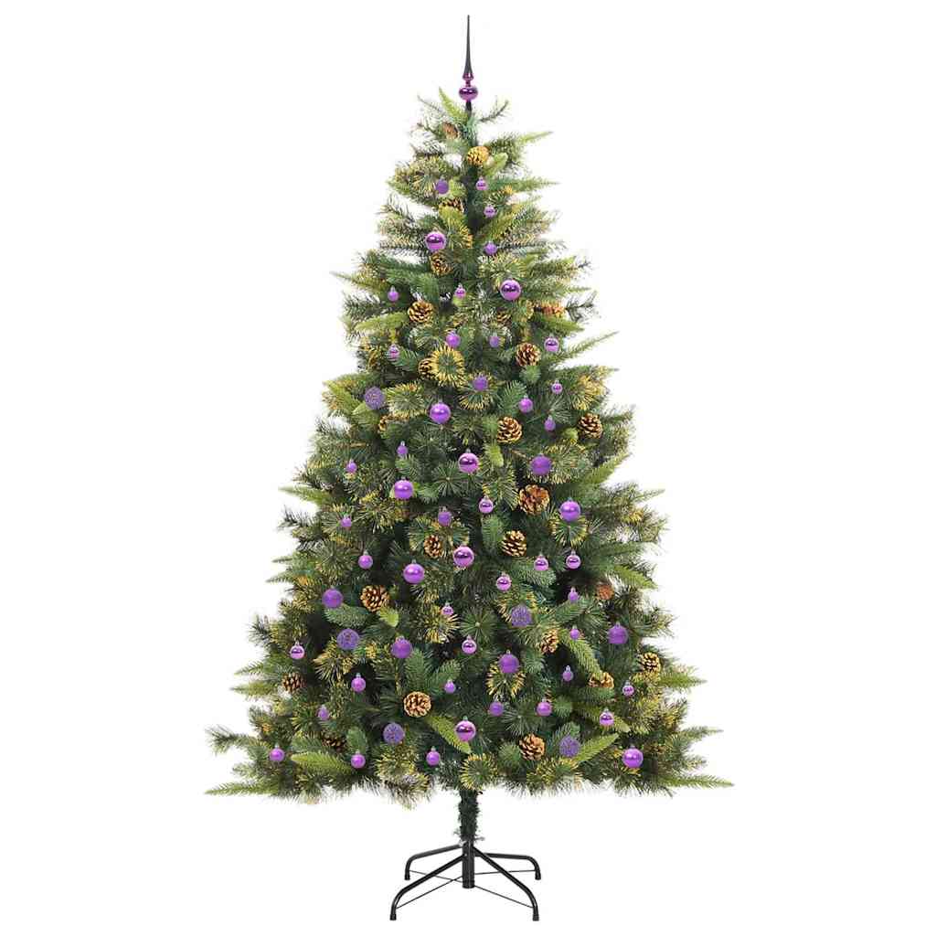 Dirbtinis sulankstomas kalėdų medis su kankorėžiais 240 cm