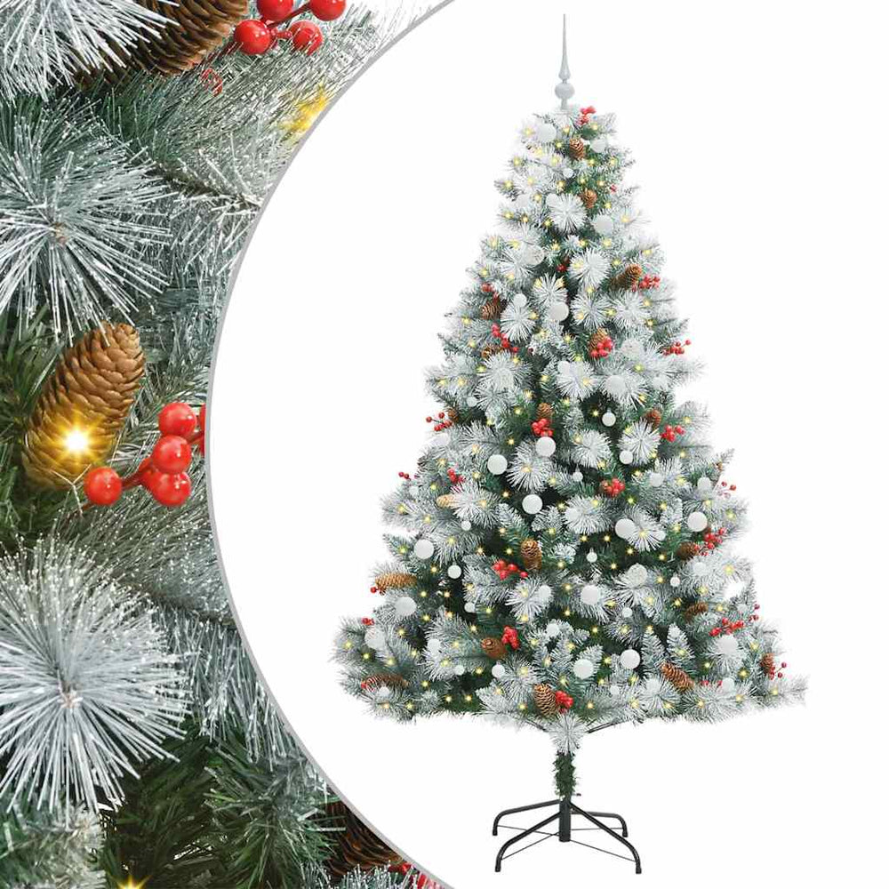 Dirbtinė Kalėdų eglutė su LED juostelėmis Žalia ir balta 240 cm