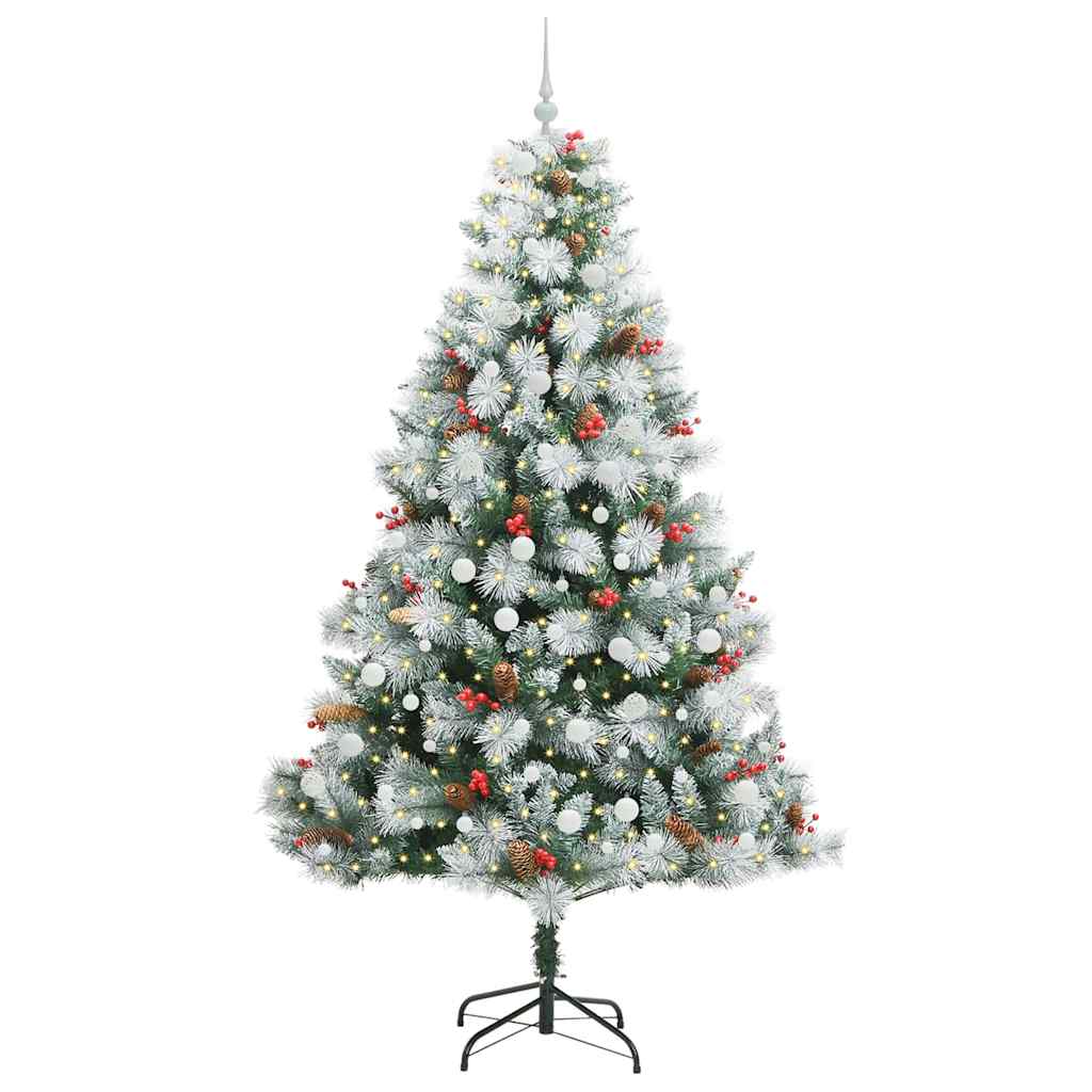 Dirbtinė Kalėdų eglutė su LED juostelėmis Žalia ir balta 240 cm