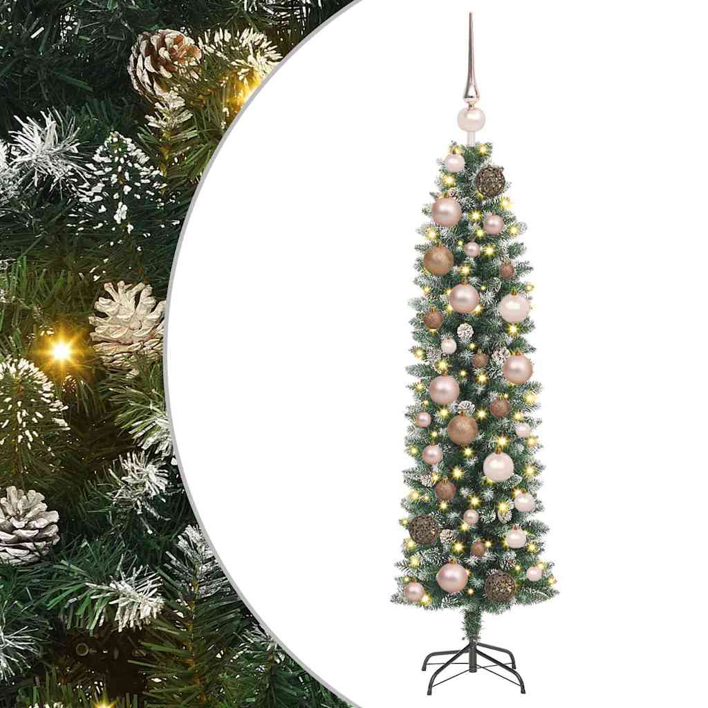 Dirbtinis lieknas Kalėdų medis su 150 LED Žalia ir balta 120 cm