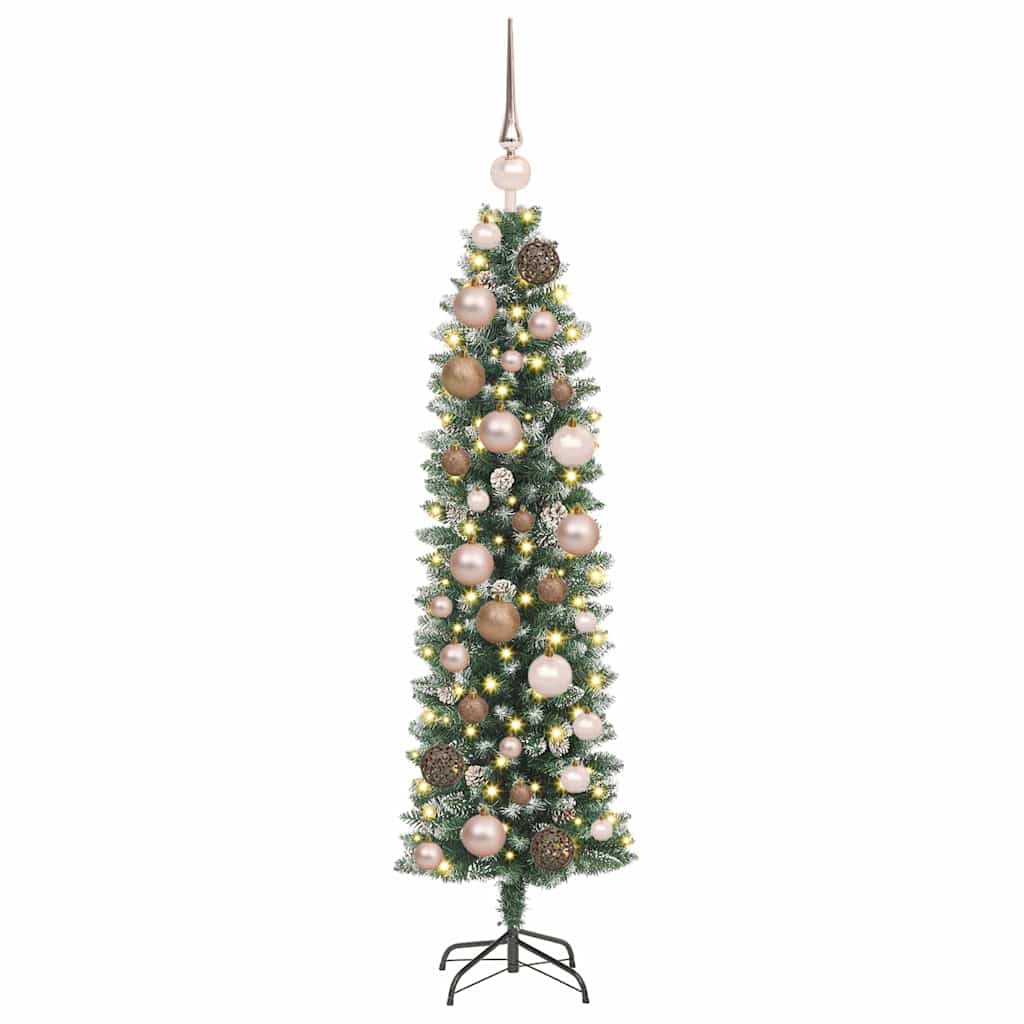 Dirbtinis lieknas Kalėdų medis su 150 LED Žalia ir balta 120 cm