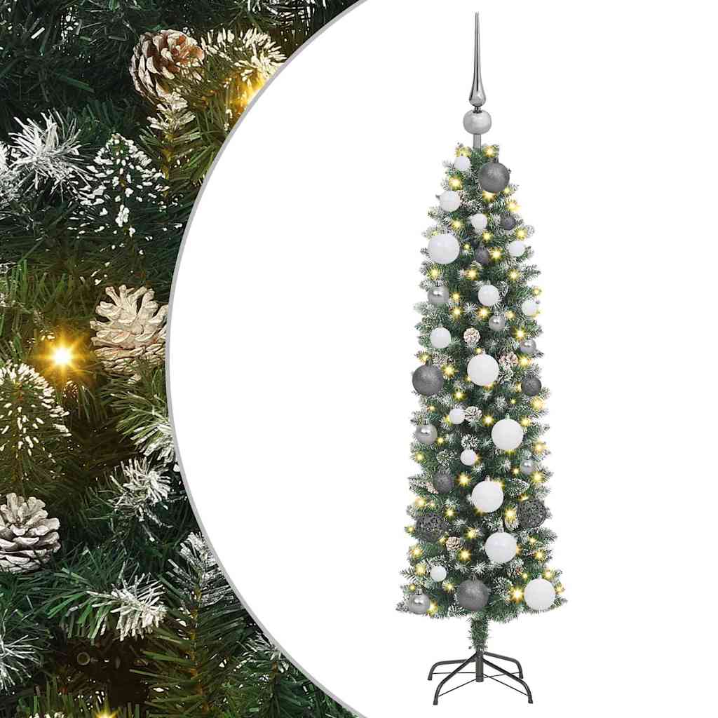Dirbtinis lieknas Kalėdų medis Žalia ir balta 120 cm