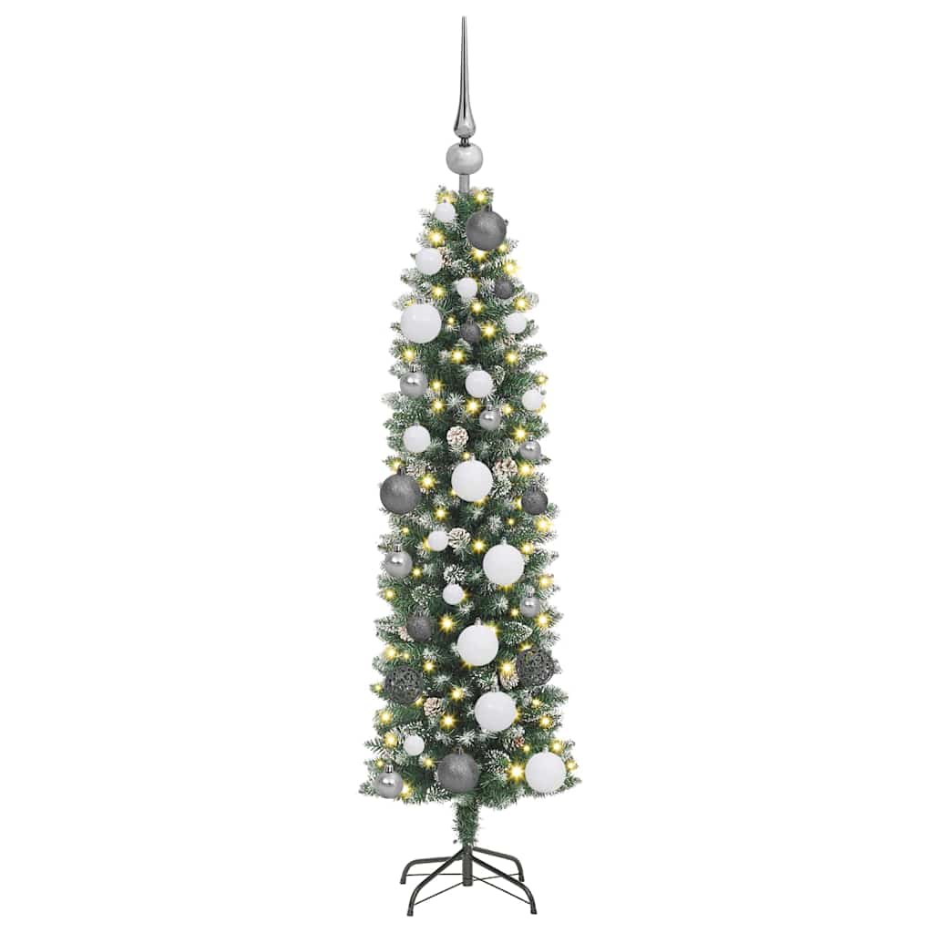Dirbtinis lieknas Kalėdų medis Žalia ir balta 120 cm