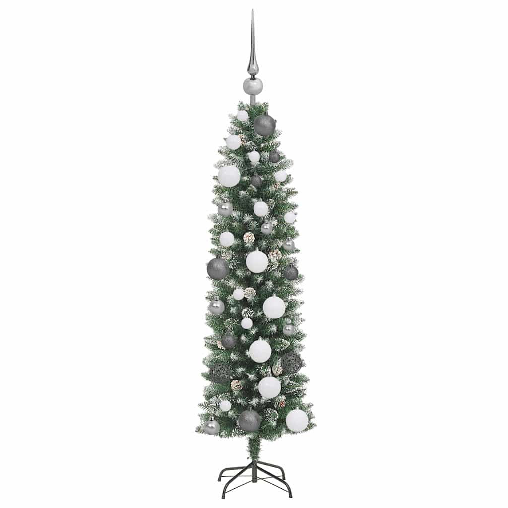 Dirbtinis lieknas Kalėdų medis Žalia ir balta 120 cm