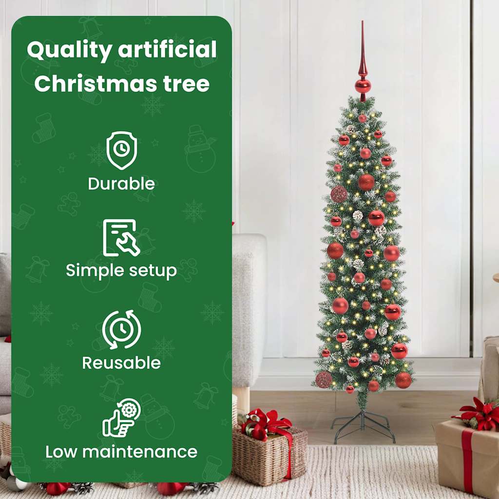 Mākslīgā slaida Ziemassvētku egle ar 150 LED, zaļa un balta, 120 cm