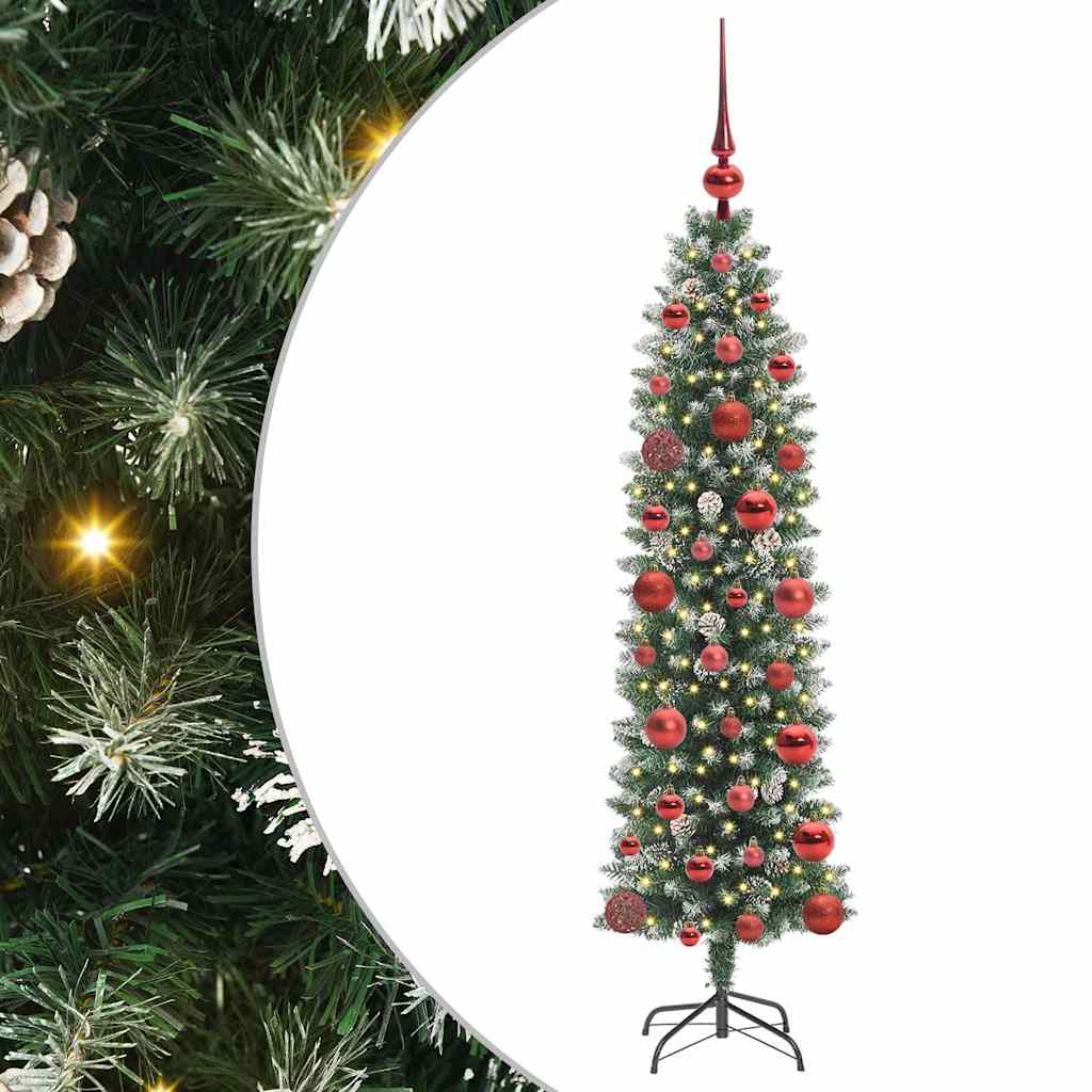 Dirbtinis lieknas Kalėdų medis Žalia ir balta 120 cm