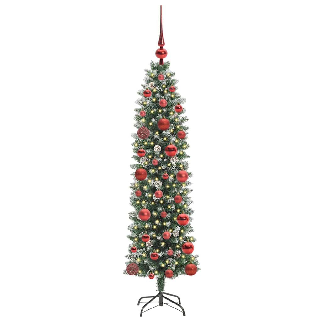 Dirbtinis lieknas Kalėdų medis Žalia ir balta 120 cm