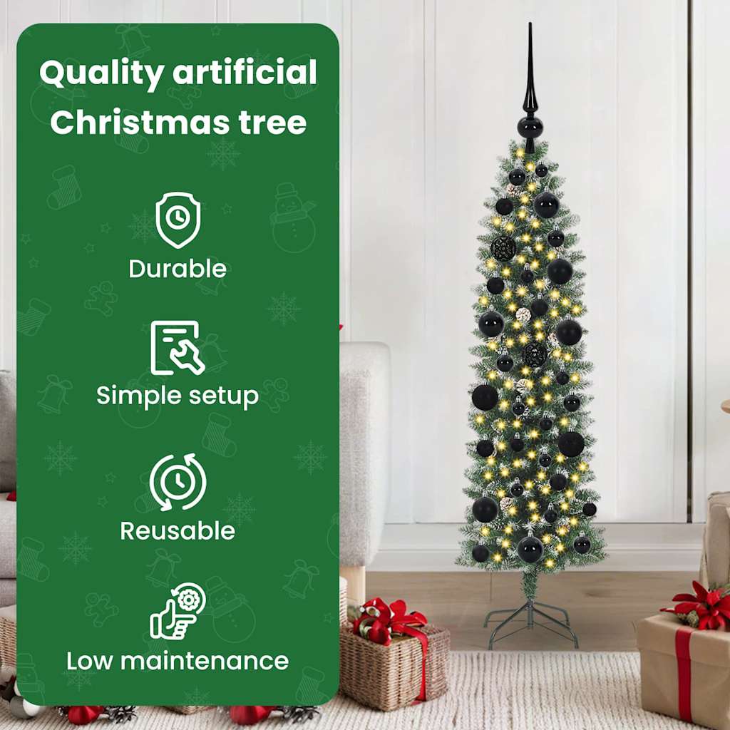 Mākslīgā slaida Ziemassvētku egle ar 150 LED, zaļa un balta, 120 cm