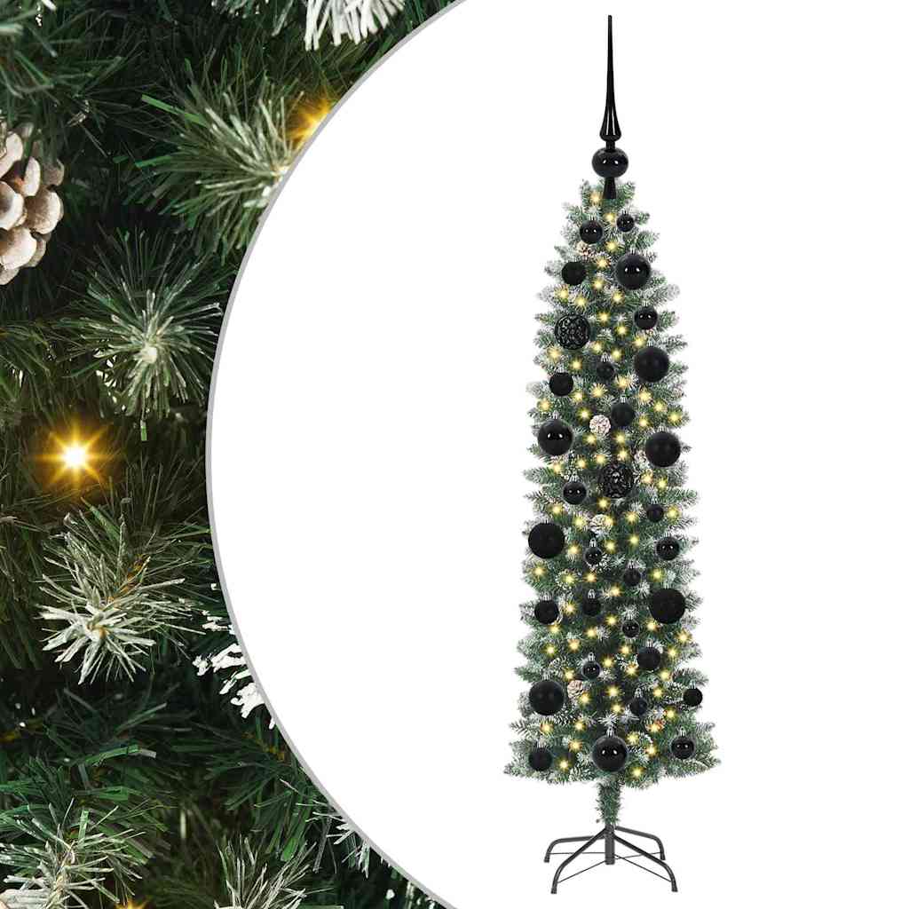 Dirbtinis lieknas Kalėdų medis Žalia ir balta 120 cm