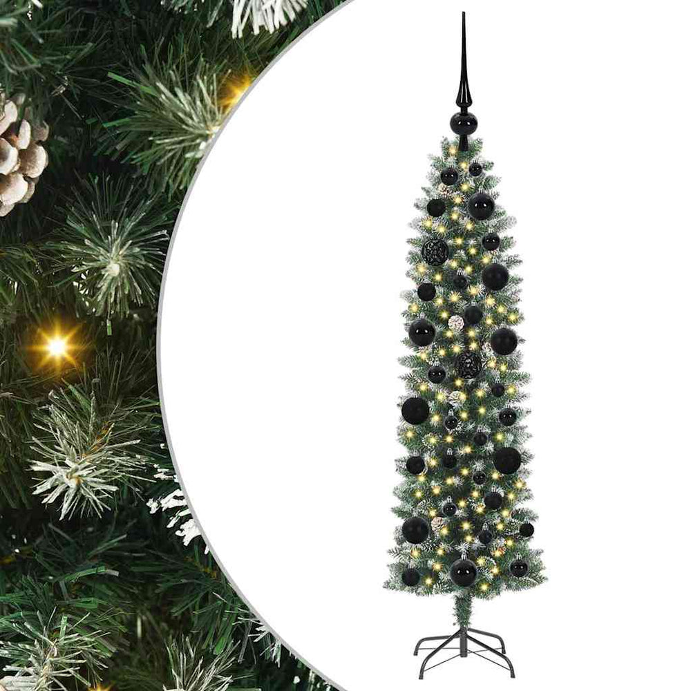 Artificial Slim Christmas Tree with 150 LED Green and White 120 cm