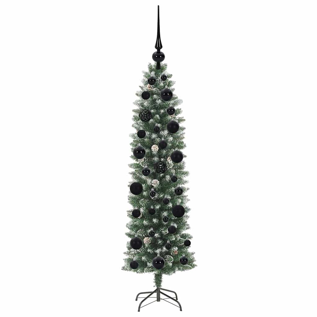 Dirbtinis lieknas Kalėdų medis Žalia ir balta 120 cm